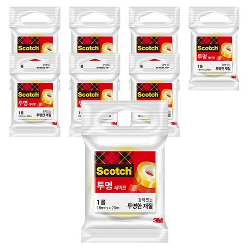 스카치 투명 테이프 550 리필 18mm x 20m, 8개
