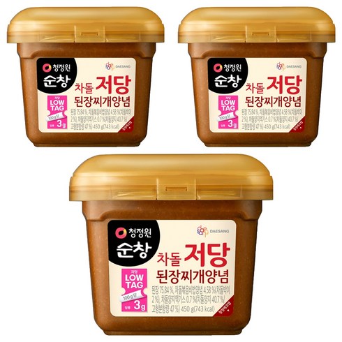 청정원순창 차돌 저당 된장찌개양념, 450g, 3개