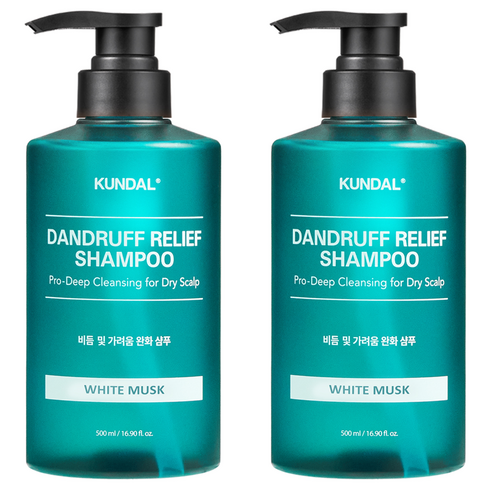 쿤달 두피 가려움 완화 비듬샴푸 화이트머스크 향, 2개, 500ml