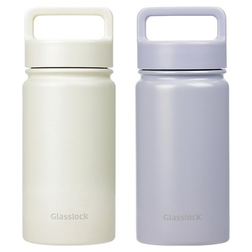 글라스락 스포티 핸들 텀블러 2p, 페일라벤더 + 베이지, 350ml, 1세트