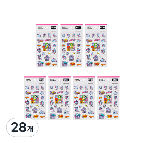 라인프렌즈 BT21 클리어 스티커 2탄, 망, 28개