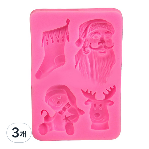 케이코퍼레이션 다용도 실리콘몰드 산타, 3개