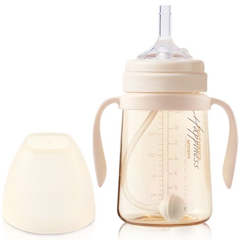 마더케이 베이직 PPSU 추 빨대컵, 200ml, 1개, 크림