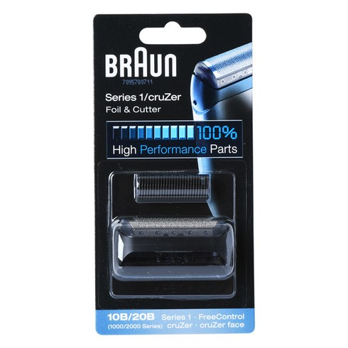 BRAUN 정품 면도기 교체용 분리형 날망세트, 10B/20B, 블랙, 1개