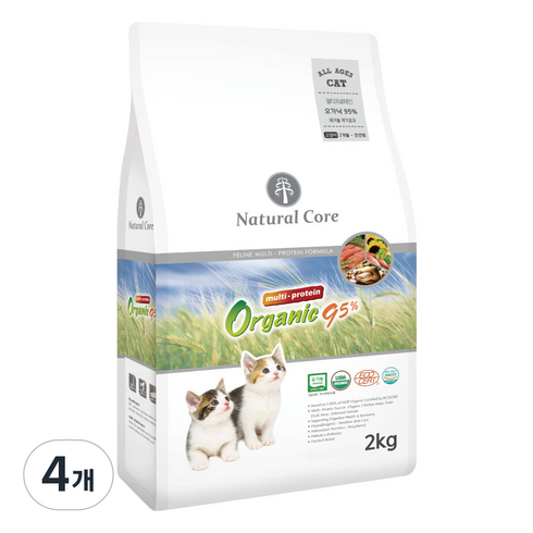 네츄럴코어 고양이 멀티95 사료, 피부/피모, 2kg, 4개