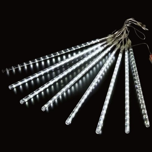 21세기트랜드 유성우 스노우펄 LED 태양광 빗방울 정원 조명 45cm, 화이트, 45cm