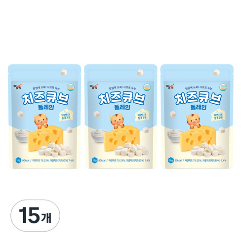 짱죽 치즈큐브 플레인, 16g, 15개, 치즈맛