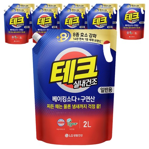 테크 베이킹소다 플러스 구연산 실내건조 액체세제 일반용 리필, 2L, 10개