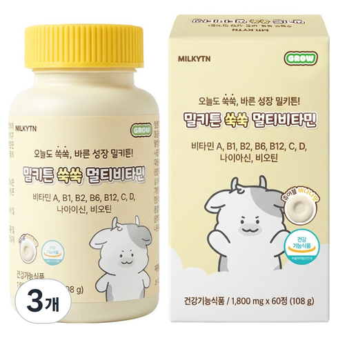 밀키튼 쑥쑥 멀티비타민 108g, 3개, 60정