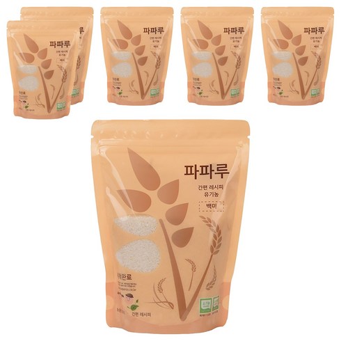 파파루 간편레시피 유기농 쌀가루 백미 중간입자 이유식 중기, 400g, 6개
