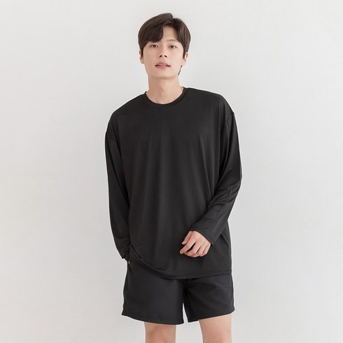 래시플 남성용 루즈핏 박시 래쉬가드 상의 + 보드숏 세트