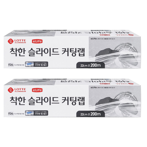 롯데이라이프 착한 슬라이드 컷팅랩 22cm x 200m, 2개