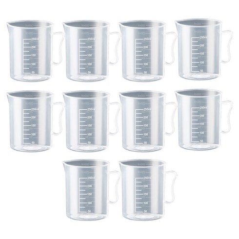 리빙메이커 BPAfree 다용도 튼튼한 플라스틱 계량컵 비커 250ml, 10개