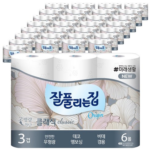잘풀리는집 뉴 오리진 클래식 화장지, 25m, 6개입, 30개