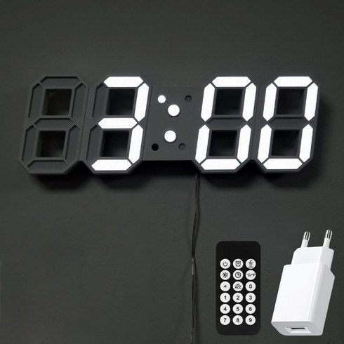 케이빌 무소음 LED 벽시계 30cm + 리모컨 + 어댑터 세트, 화이트