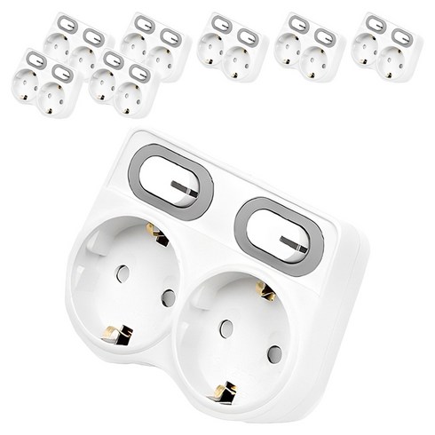 에코파워탭 국내 제조 LED 절전형 L자형 멀티탭 2구 EPM-L402L, 9.1cm, 화이트, 8개