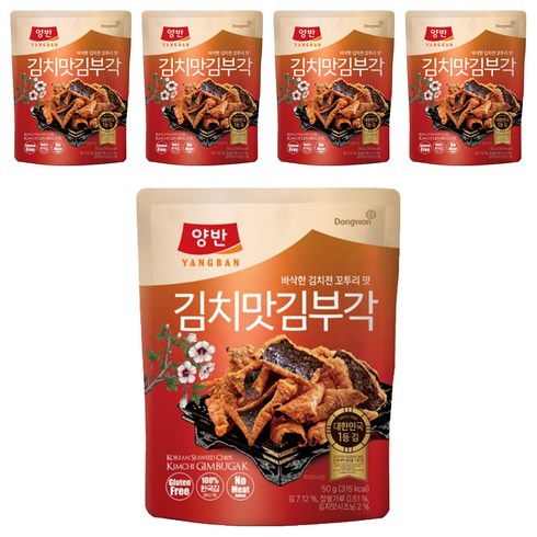 양반 김치맛 김부각, 50g, 5개