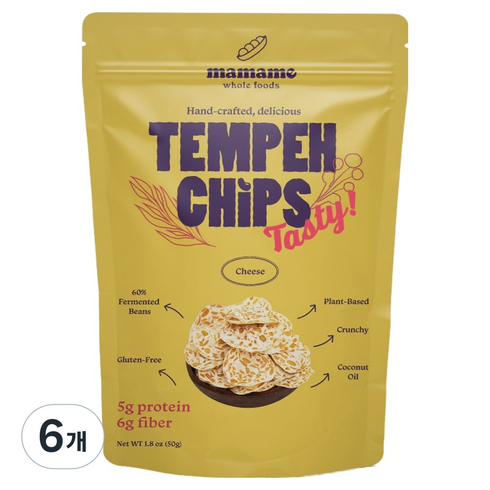 마마메 템페 칩스 치즈, 50g, 6개