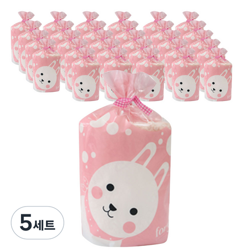 큐티봉투 토끼 + 체크타이 핑크, 30개입, 5세트