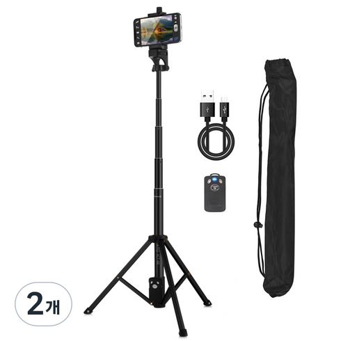 셀루미 INTO 고강도 2in1 블루투스 삼각대 셀카봉 134cm VCT-88, VCT-88(블랙), 2개, 리얼블랙