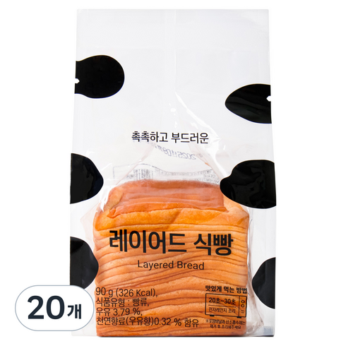 에이스엠앤티 레이어드 식빵, 20개, 90g