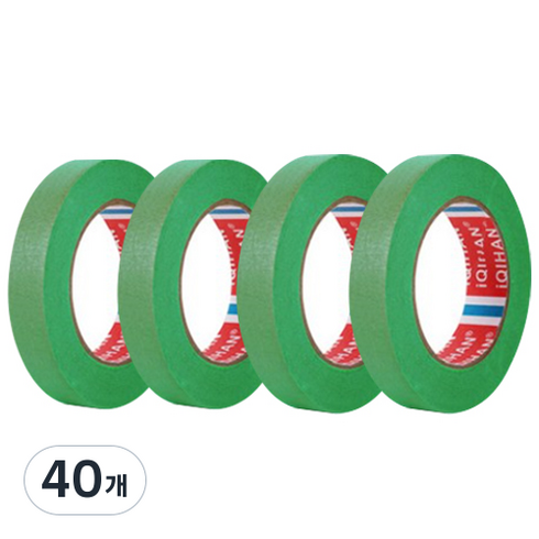 iQIHAN 다다 칼라 마스킹테이프 초록 20 mm x 20 m, 40개