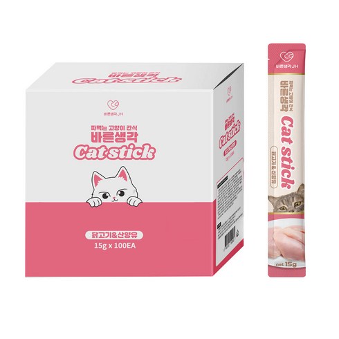 바른생각 고양이 스틱 100p, 1.5kg, 1개, 혼합맛(닭고기/산양유)