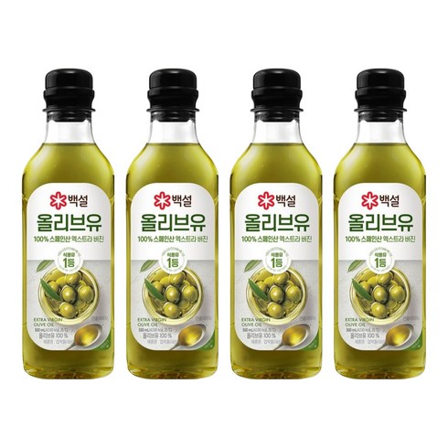 백설 엑스트라버진 압착 올리브유, 500ml, 4개