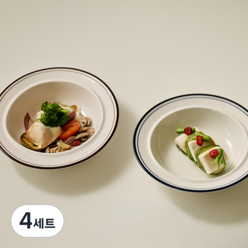 윤도자기 코지 찬기 중 2종 세트, 브라운, 블루, 4세트