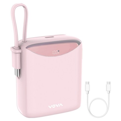 보바 고속충전 일체형 미니 보조배터리 10000mAh 22.5W, VA-114, 핑크