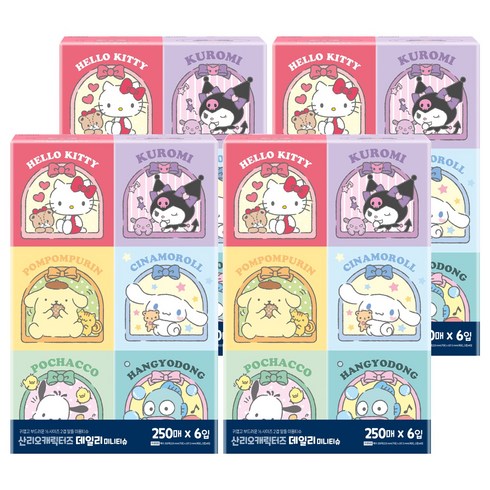 ITC 산리오캐릭터즈 데일리 미니 천연펄프 미용티슈 2겹, 24개, 250매