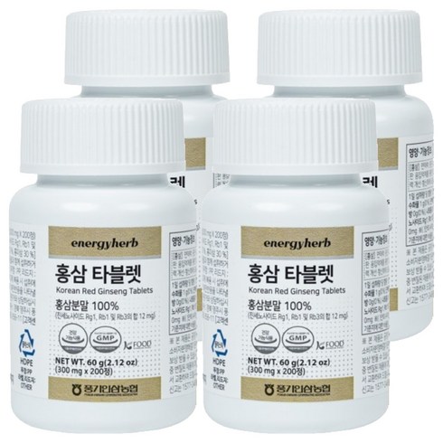 에너지허브 홍삼 타블렛 60g, 4개, 200정