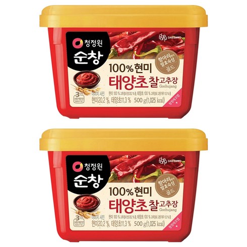 청정원순창 100% 현미 태양초 찰고추장, 500g, 2개