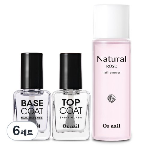 오즈네일 매니큐어 퍼펙트 기초 네일 3종 세트, 6세트, 베이스 코트 8ml + 탑 코트 8ml + 내추럴 로즈 리무버 100ml