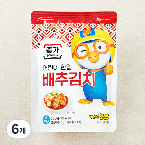 종가 어린이 한입 배추김치 300g, 6개
