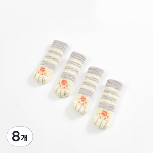 고민고밍 양이 발바닥 소음방지 커버 4p, 라이트 + 그레이 + 스트라이프, 8개