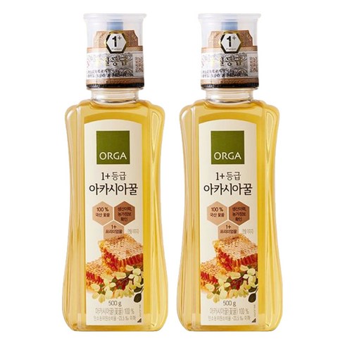 올가홀푸드 1+등급 아카시아꿀, 500g, 2개