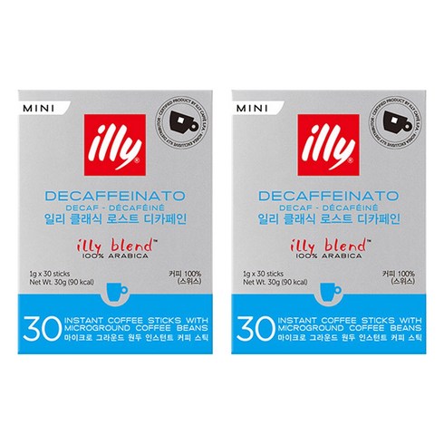 일리 클래식 로스트 디카페인 미니 원두커피스틱, 1g, 30개입, 2개