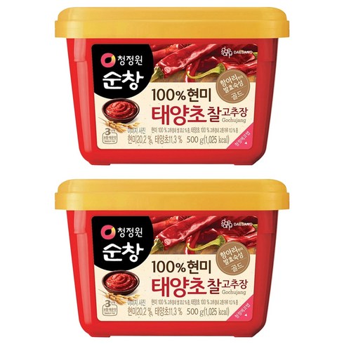 청정원순창 100% 현미 태양초 찰고추장, 500g, 2개