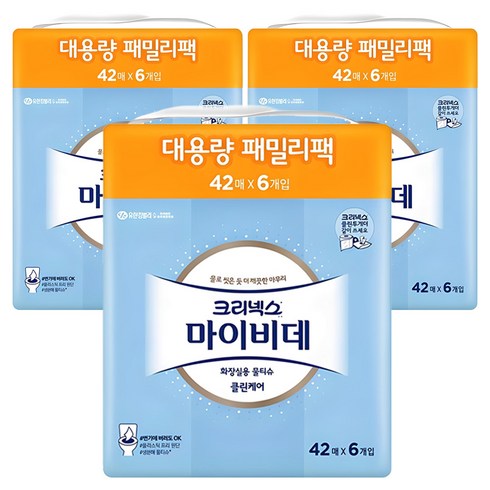 마이비데 클린케어 화장실용 비데티슈 패밀리팩 휴대형, 55g, 42매, 18개