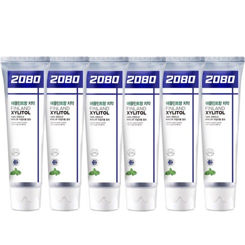 2080 애플민트향 자일리톨 치약, 120g, 6개