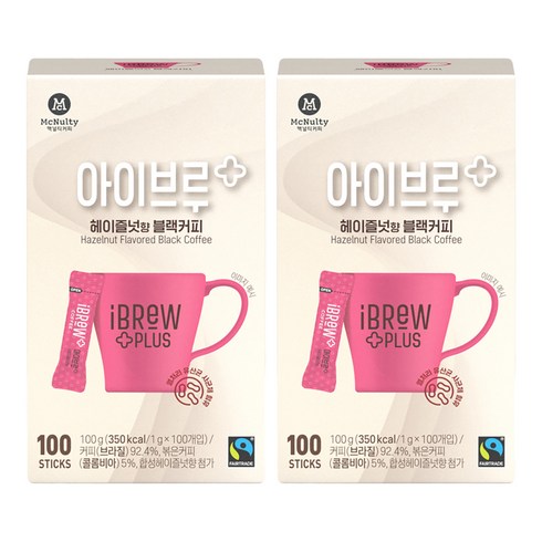 아이브루 플러스 공정무역 헤이즐넛 블랙커피, 1g, 100개입, 2개
