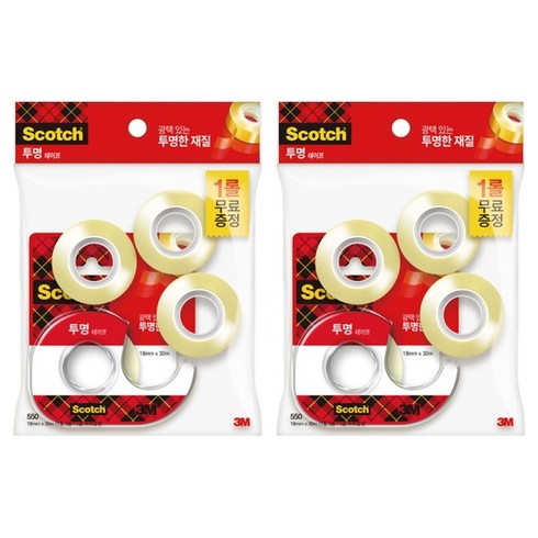 쓰리엠 스카치 투명 테이프 디스펜서 581D 18mm x 15mm 1개 + 550리필 18mm x 30mm 3개, 2세트