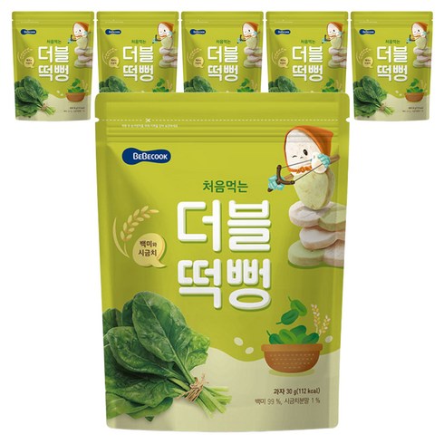 베베쿡 처음먹는 더블떡뻥, 6개, 30g, 백미 + 시금치 혼합맛