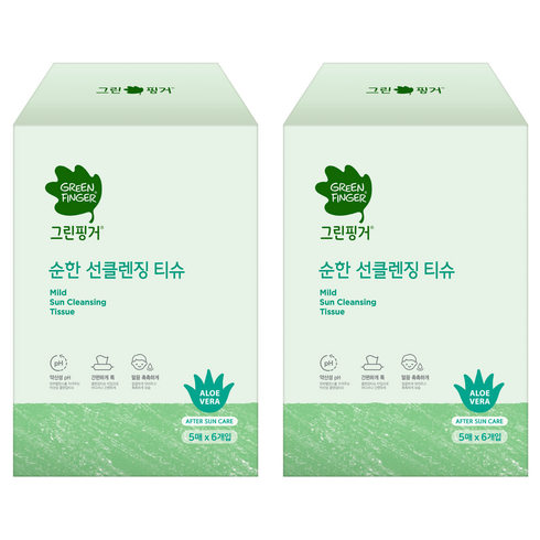 그린핑거 순한 선클렌징 티슈, 30매입, 2개