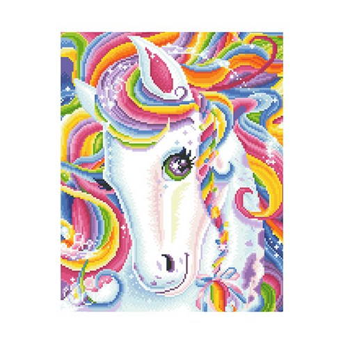 디클레어 액자 캔버스형 보석십자수 DIY 키트 40 x 50 cm, 레인보우 유니콘, 1세트