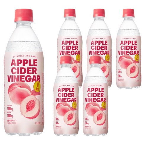 클룹 애사비소다 신비복숭아 제로 탄산음료, 500ml, 6개