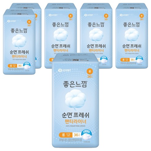 좋은느낌 좋은순면 팬티라이너, 롱, 36개입, 6개