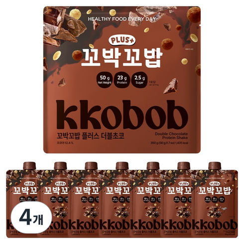 꼬박꼬밥 플러스 단백질쉐이크 더블초코맛 7p, 350g, 4개