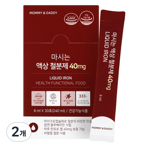 마미앤대디 마시는 액상 철분제, 8ml, 30회분, 2개